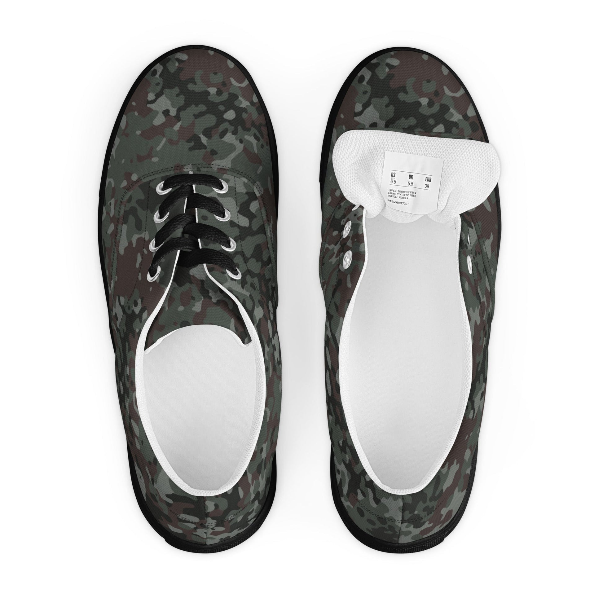 German Flecktarn Night Ops CAMO Mens Lace-Up Canvas Shoes - Lace-up