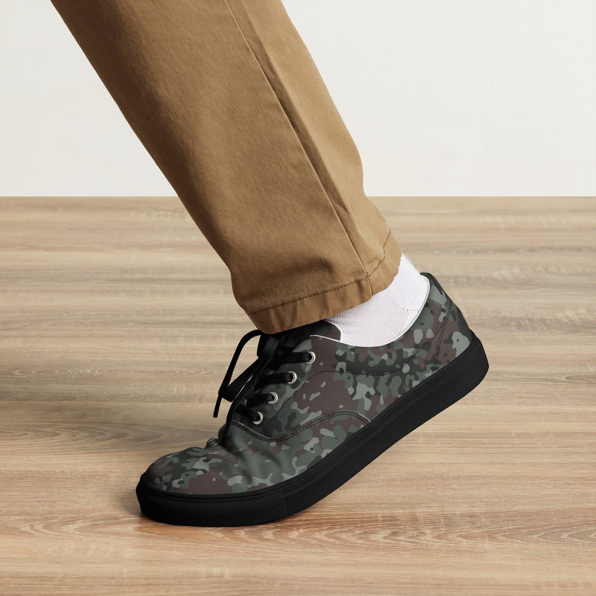German Flecktarn Night Ops CAMO Mens Lace-Up Canvas Shoes - Lace-up