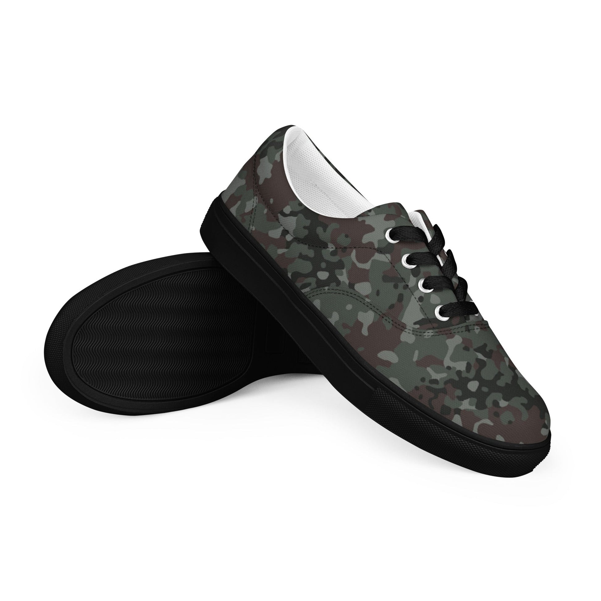German Flecktarn Night Ops CAMO Mens Lace-Up Canvas Shoes - 5 - Lace-up