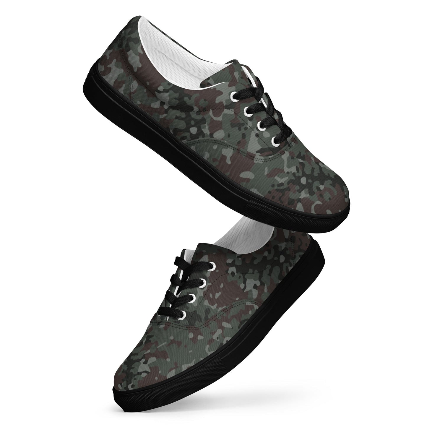 German Flecktarn Night Ops CAMO Mens Lace-Up Canvas Shoes - Lace-up