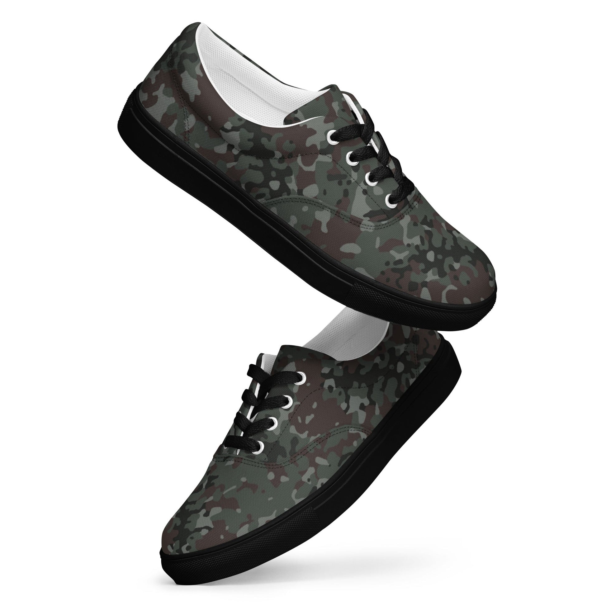 German Flecktarn Night Ops CAMO Mens Lace-Up Canvas Shoes - Lace-up