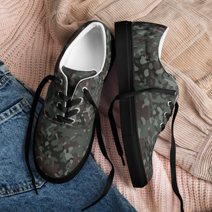 German Flecktarn Night Ops CAMO Mens Lace-Up Canvas Shoes - Lace-up
