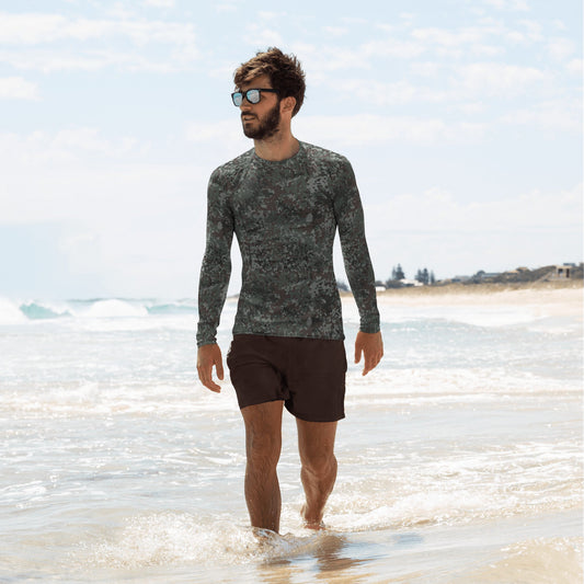 German Flecktarn Night Ops CAMO Mens Long-Sleeve Rash Guard - XS