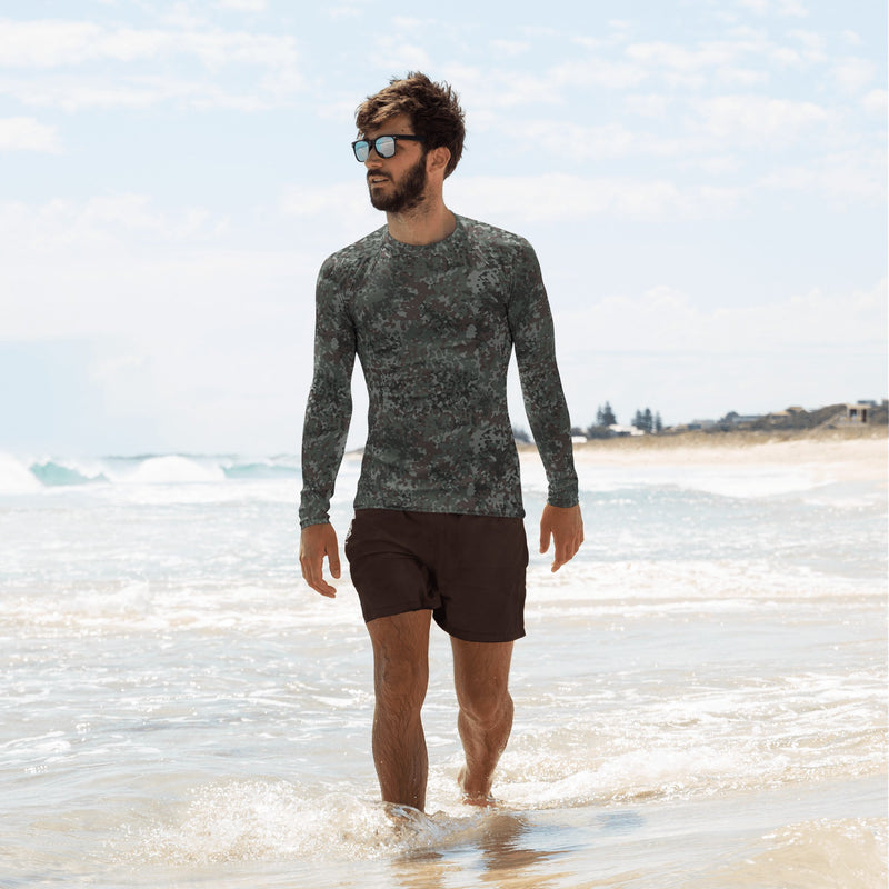 Flecktarn Bundeswehr Night Ops CAMO Mens Long-Sleeve Rash Guard - XS