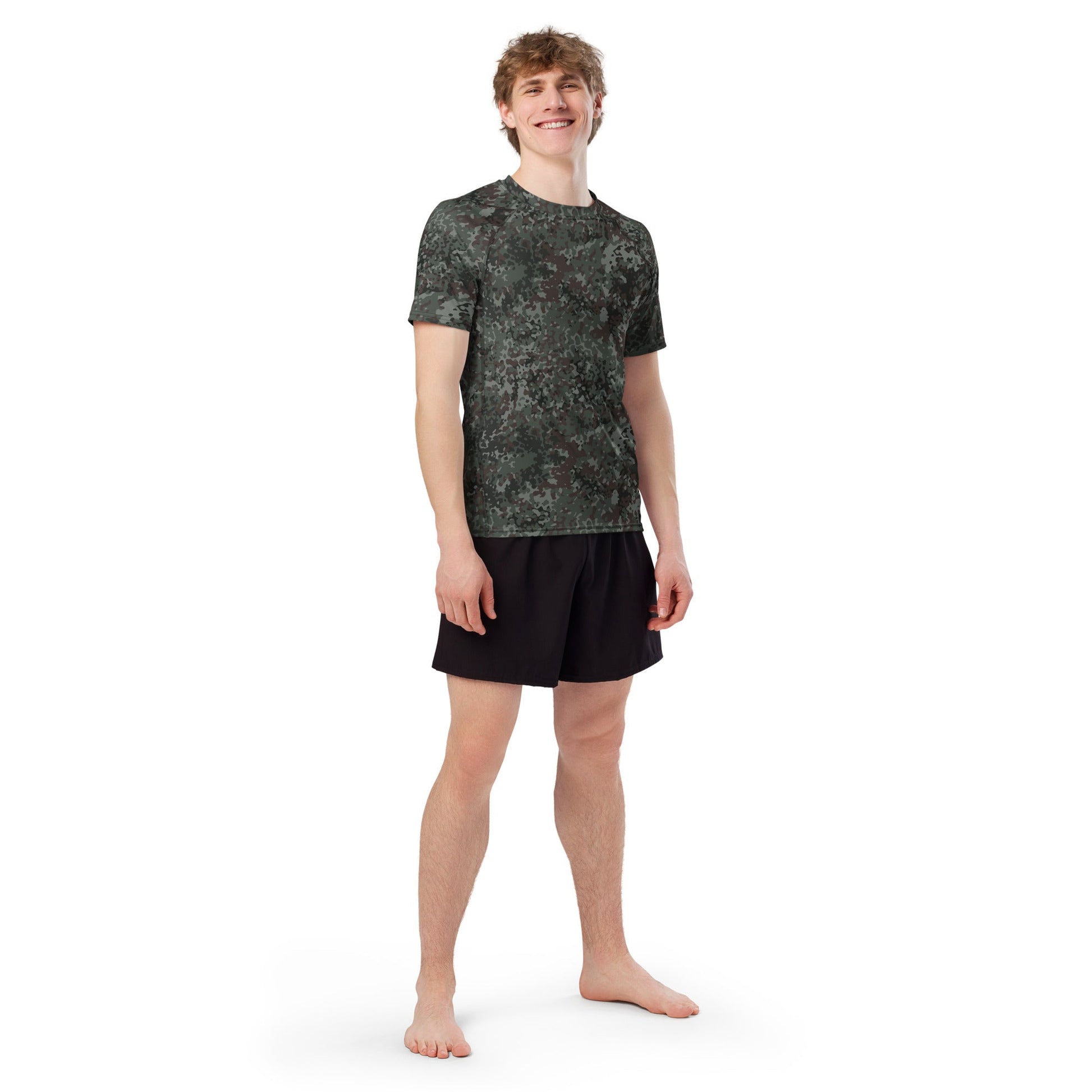 German Flecktarn Night Ops CAMO Mens Short-Sleeve Rash Guard