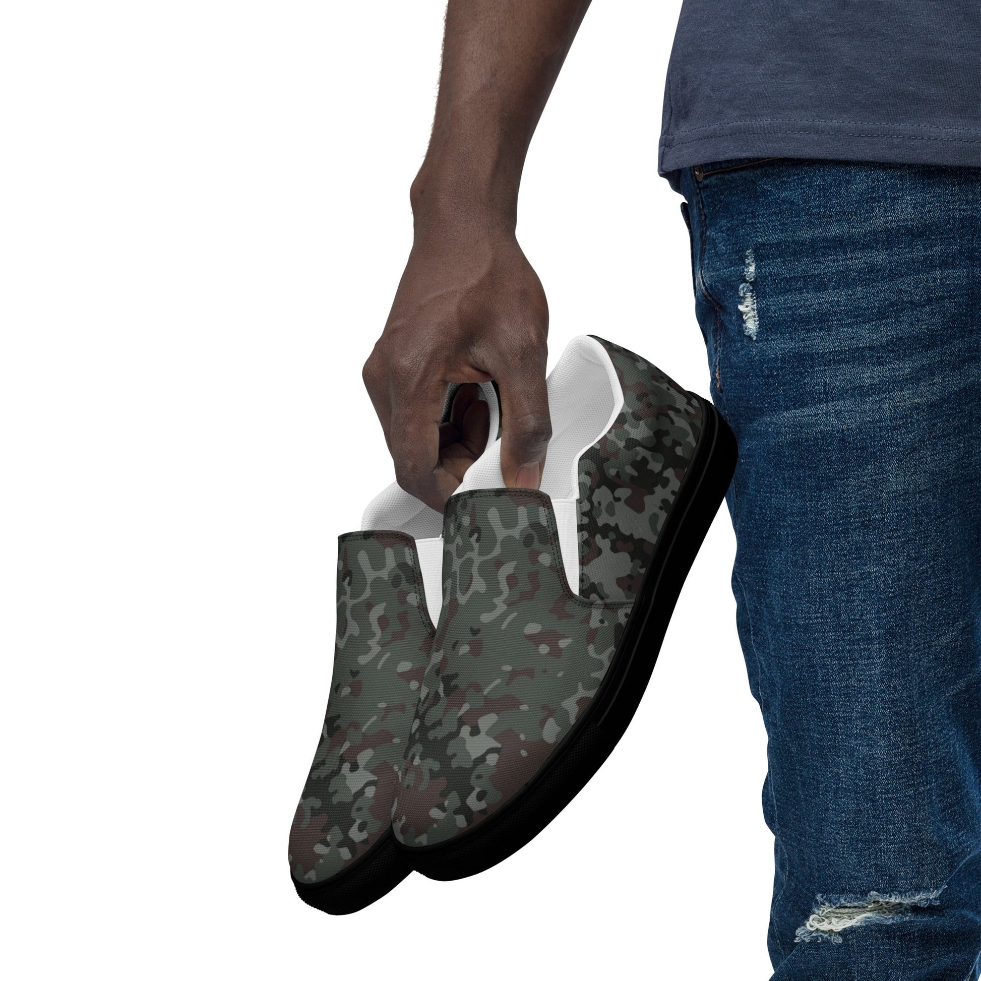 German Flecktarn Night Ops CAMO Mens Slip-On Canvas Shoes