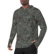 Flecktarn Bundeswehr Night Ops CAMO Mens Sunscreen Sports Hoodie With Thumb Holes - S / White