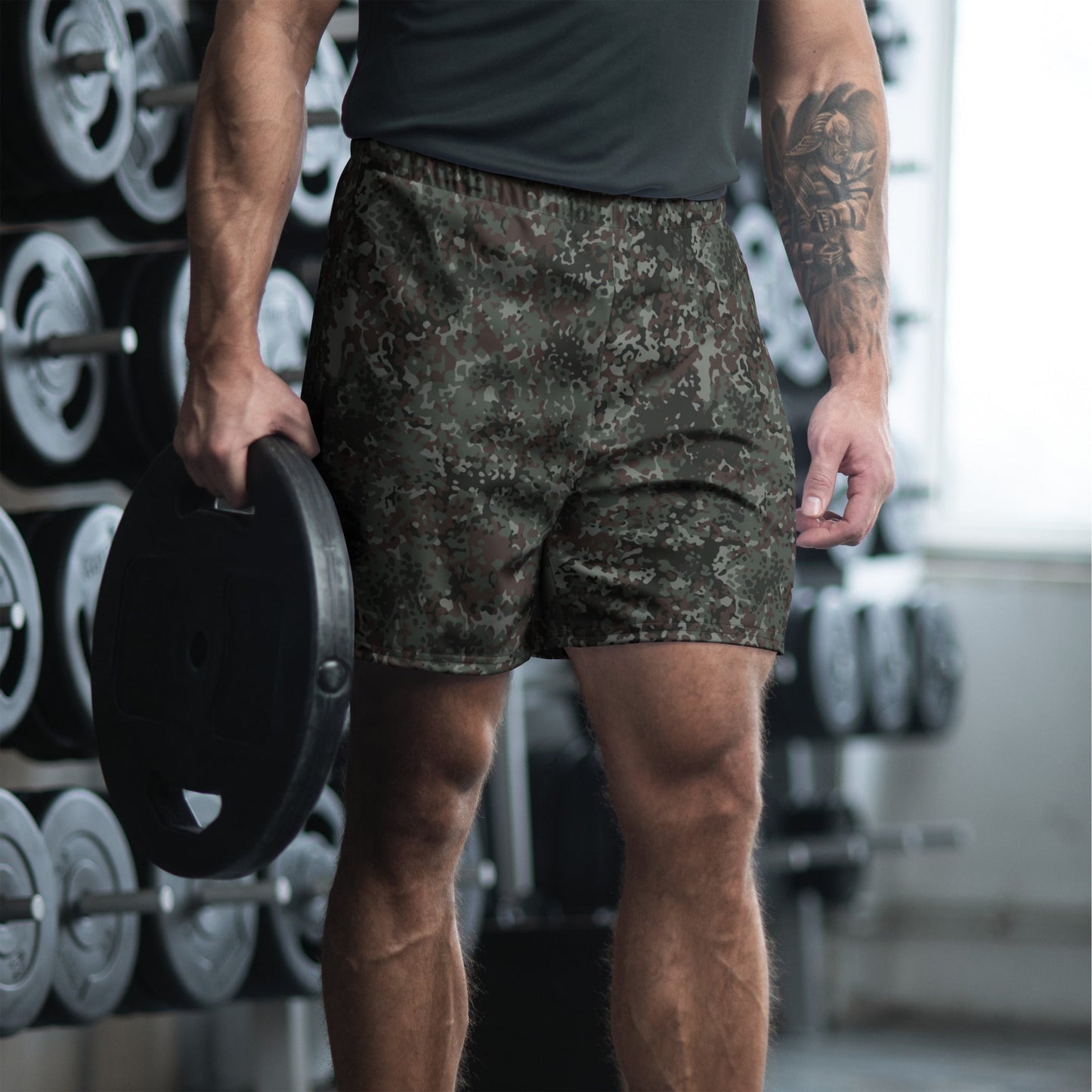 German Flecktarn Night Ops CAMO Unisex Athletic Long Shorts - 2XS