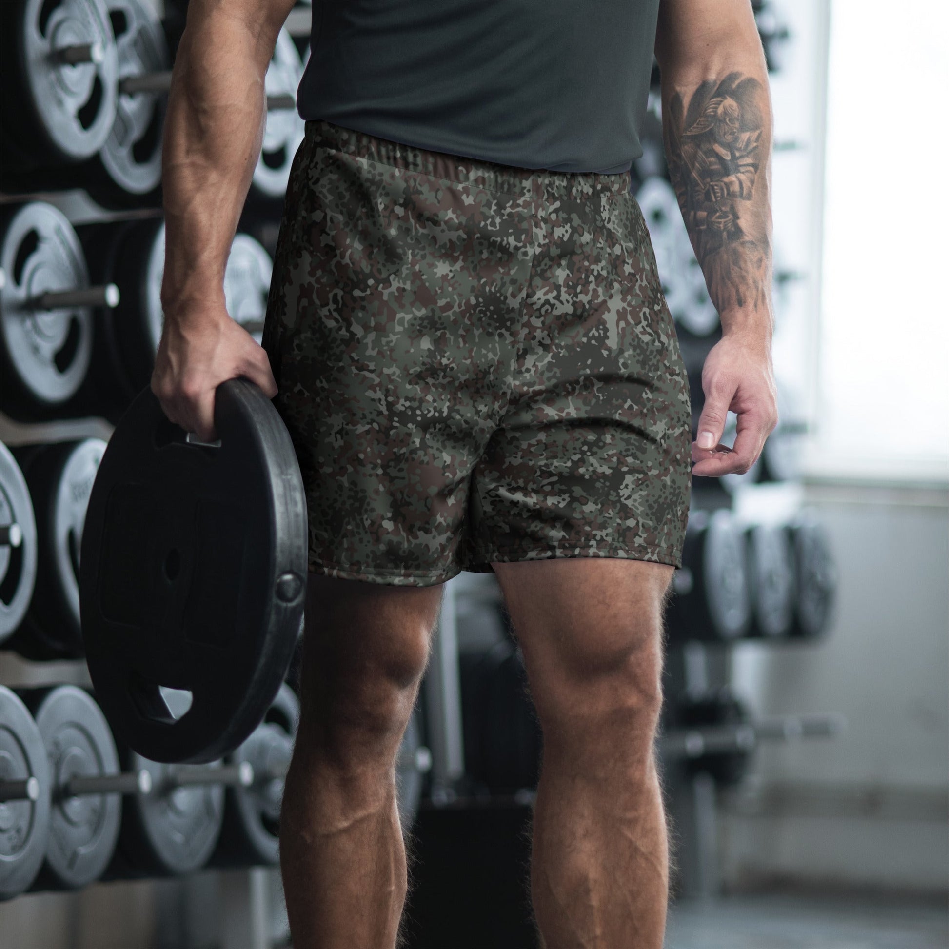 German Flecktarn Night Ops CAMO Unisex Athletic Long Shorts - 2XS