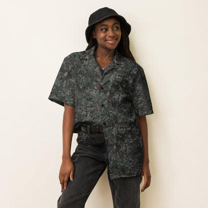 German Flecktarn Night Ops CAMO Unisex Short-Sleeve Button Shirt