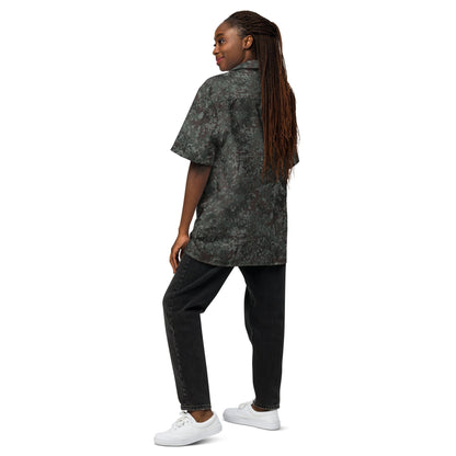 German Flecktarn Night Ops CAMO Unisex Short-Sleeve Button Shirt