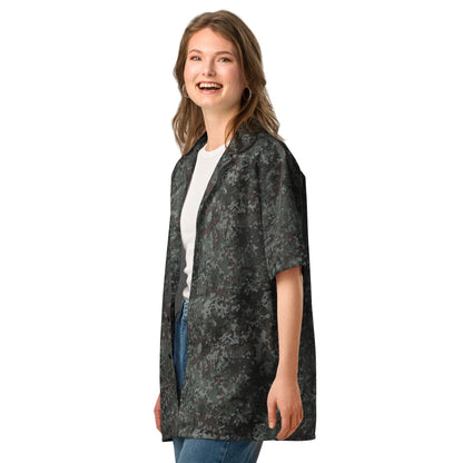German Flecktarn Night Ops CAMO Unisex Short-Sleeve Button Shirt