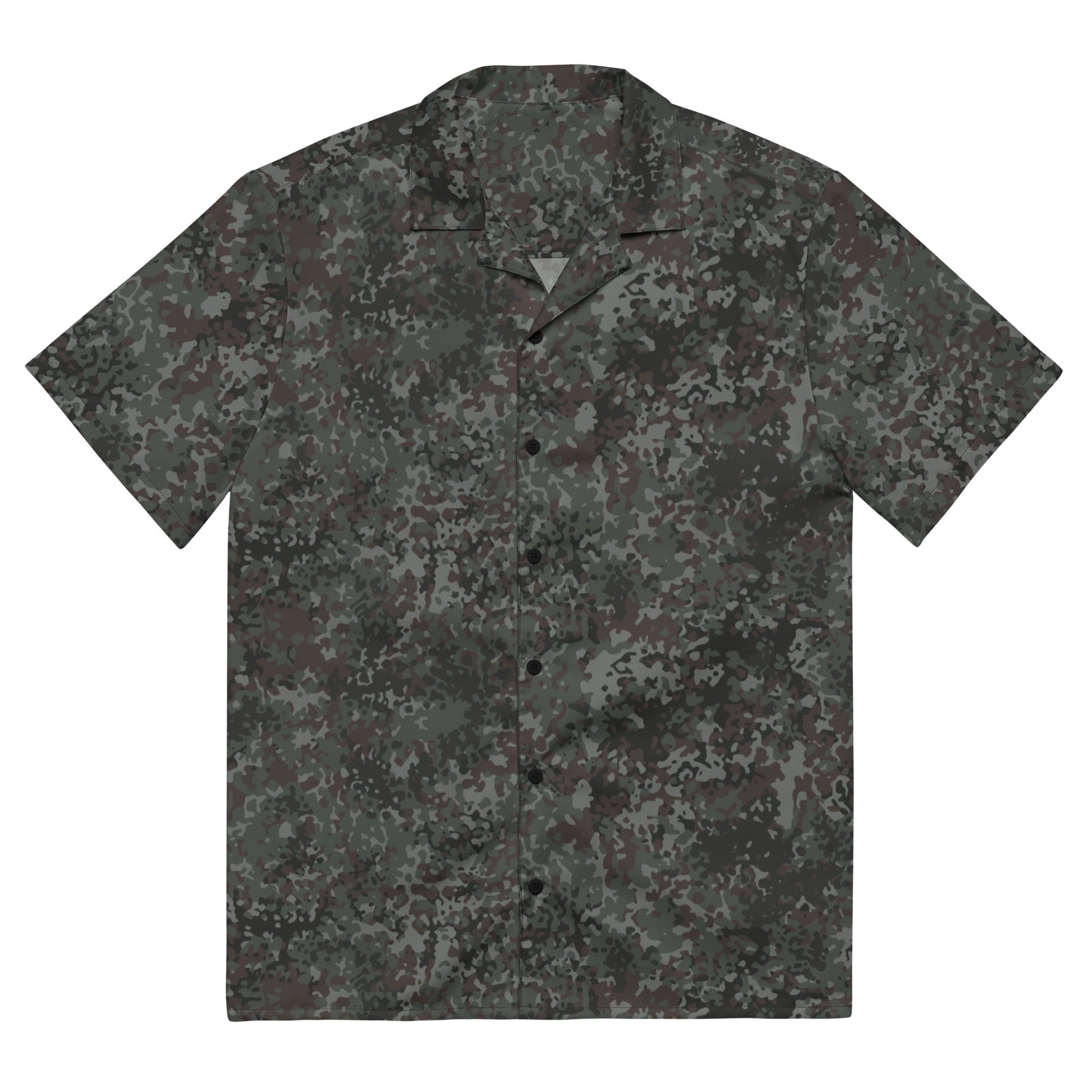 German Flecktarn Night Ops CAMO Unisex Short-Sleeve Button Shirt