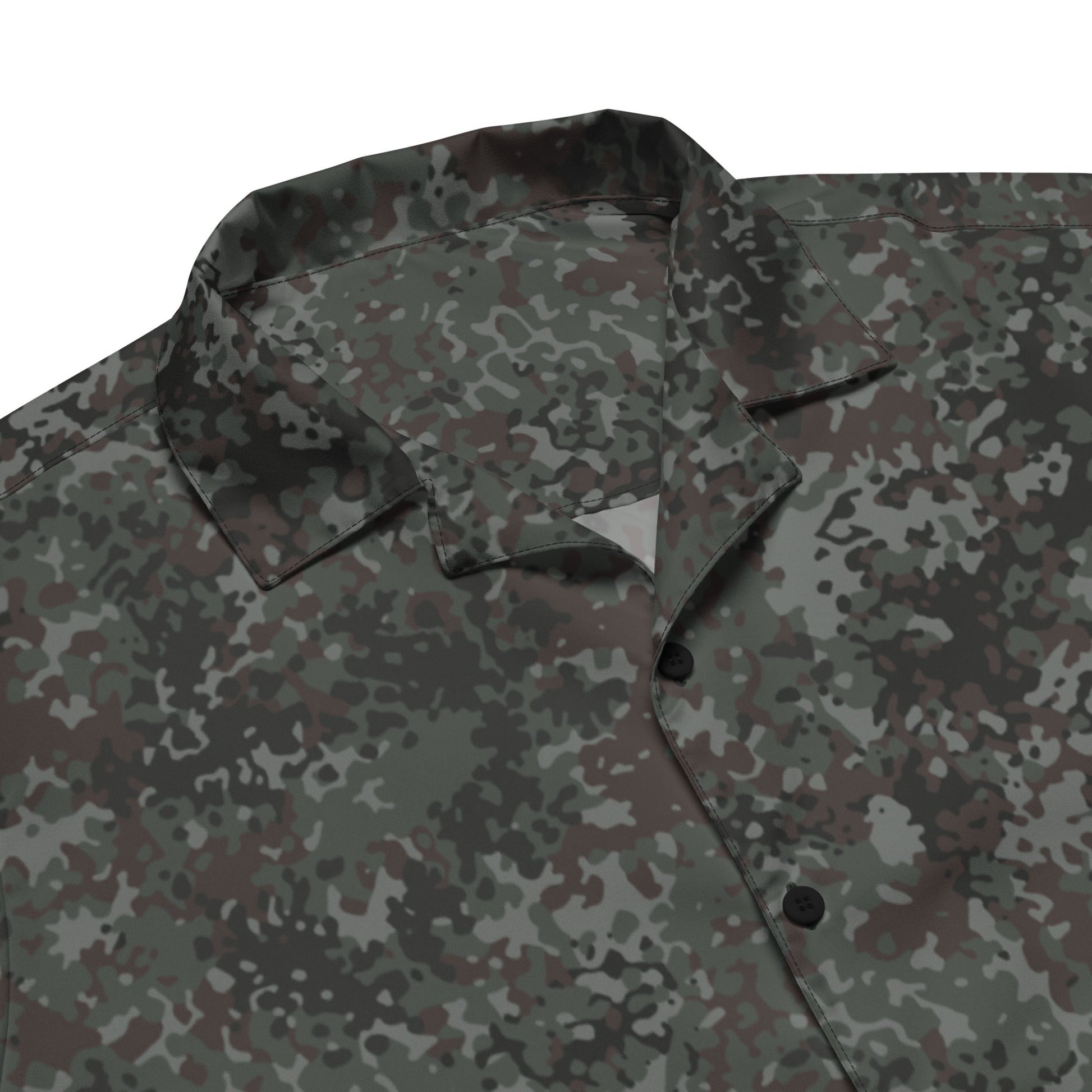 German Flecktarn Night Ops CAMO Unisex Short-Sleeve Button Shirt