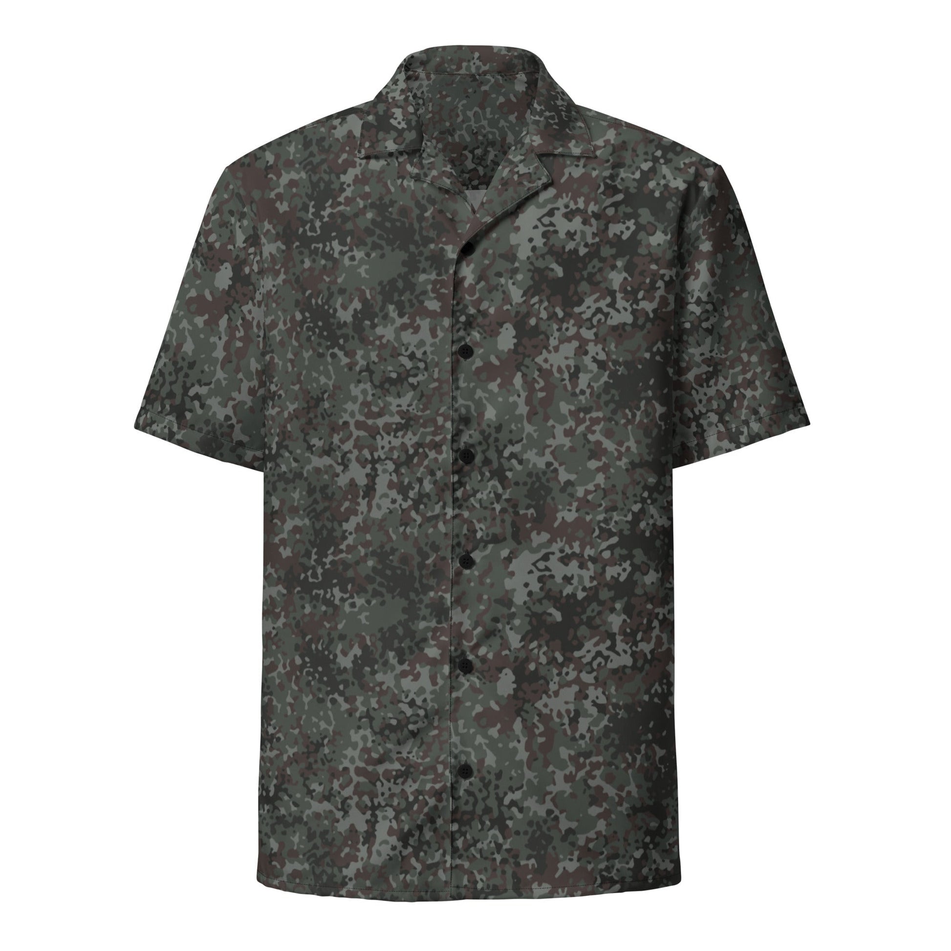 German Flecktarn Night Ops CAMO Unisex Short-Sleeve Button Shirt