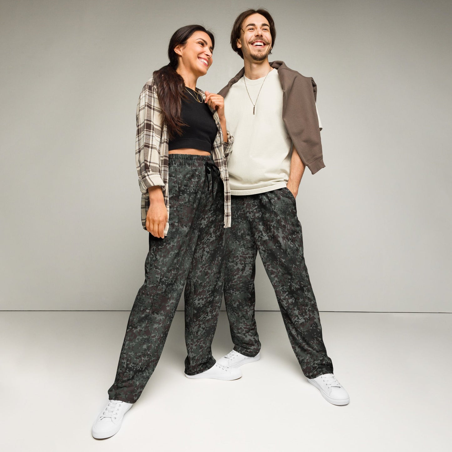 German Flecktarn Night Ops CAMO Unisex Wide-Leg Joggers - 2XS