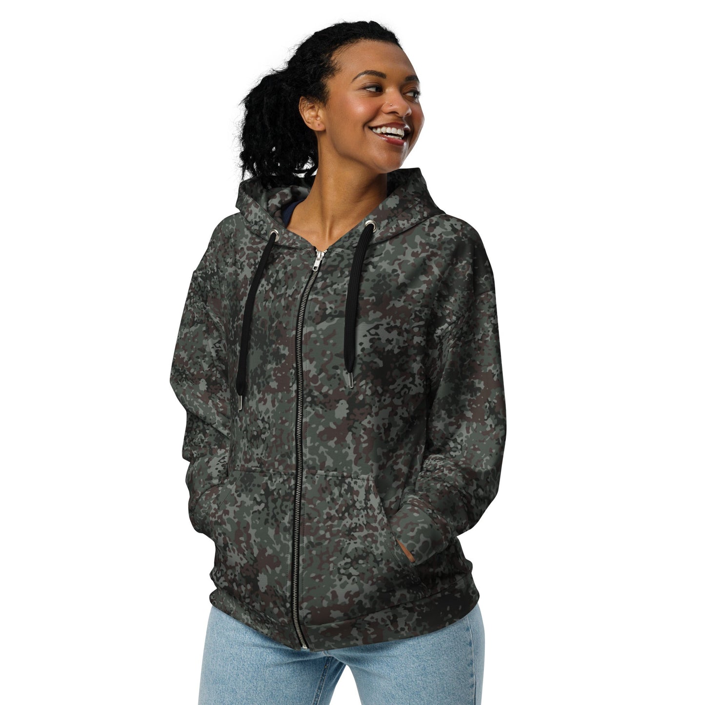 German Flecktarn Night Ops CAMO Unisex Zip Hoodie