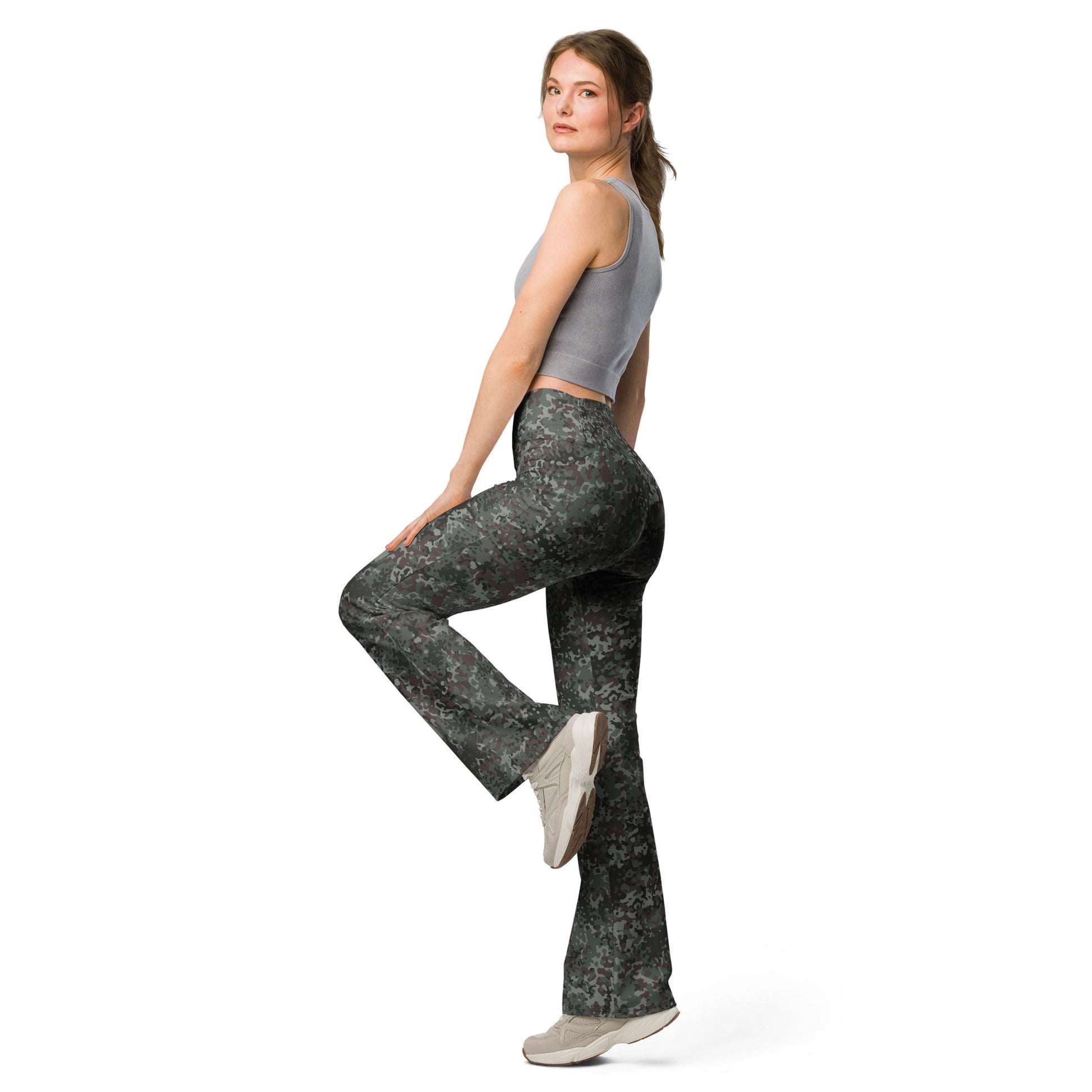 German Flecktarn Night Ops CAMO Womens Flare Leggings