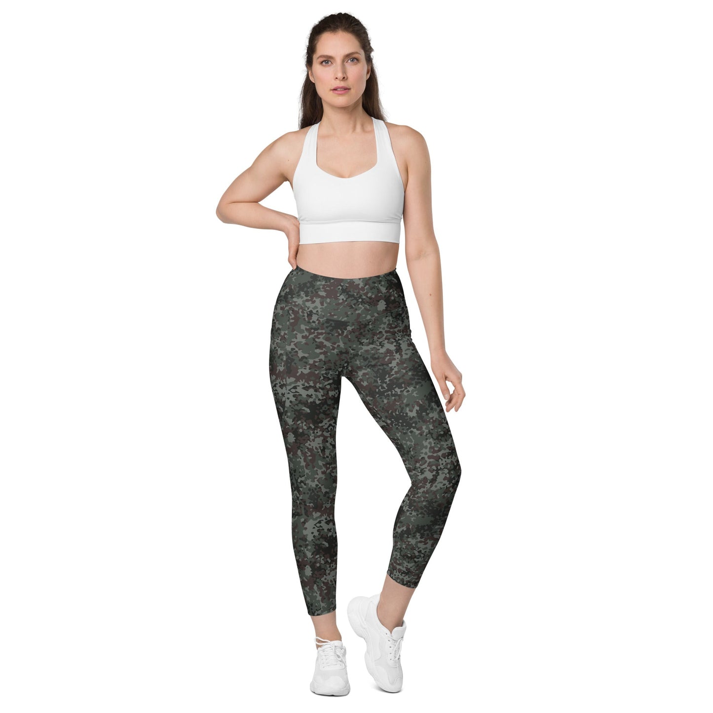 German Flecktarn Night Ops CAMO Womens Leggings with Pockets