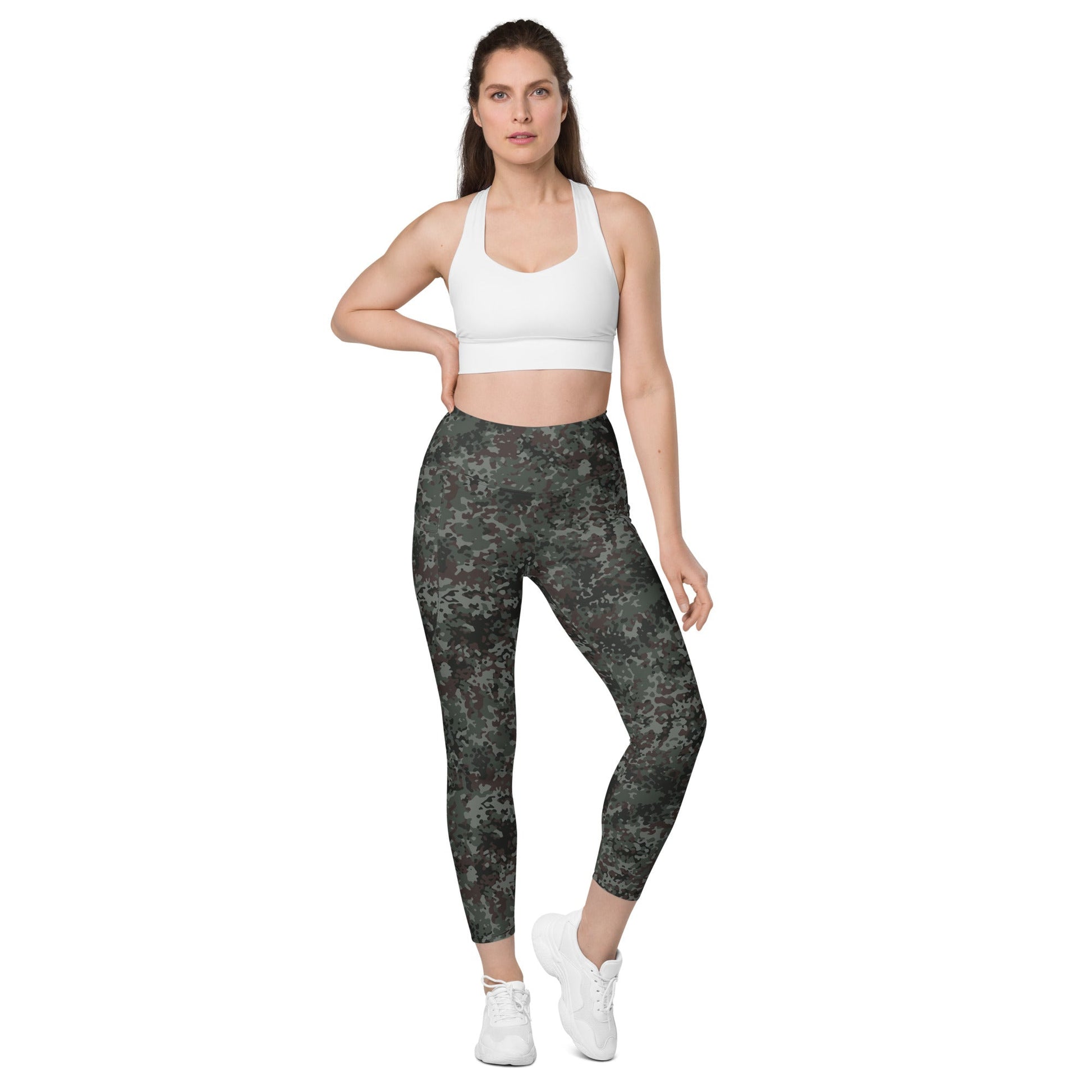 German Flecktarn Night Ops CAMO Womens Leggings with Pockets