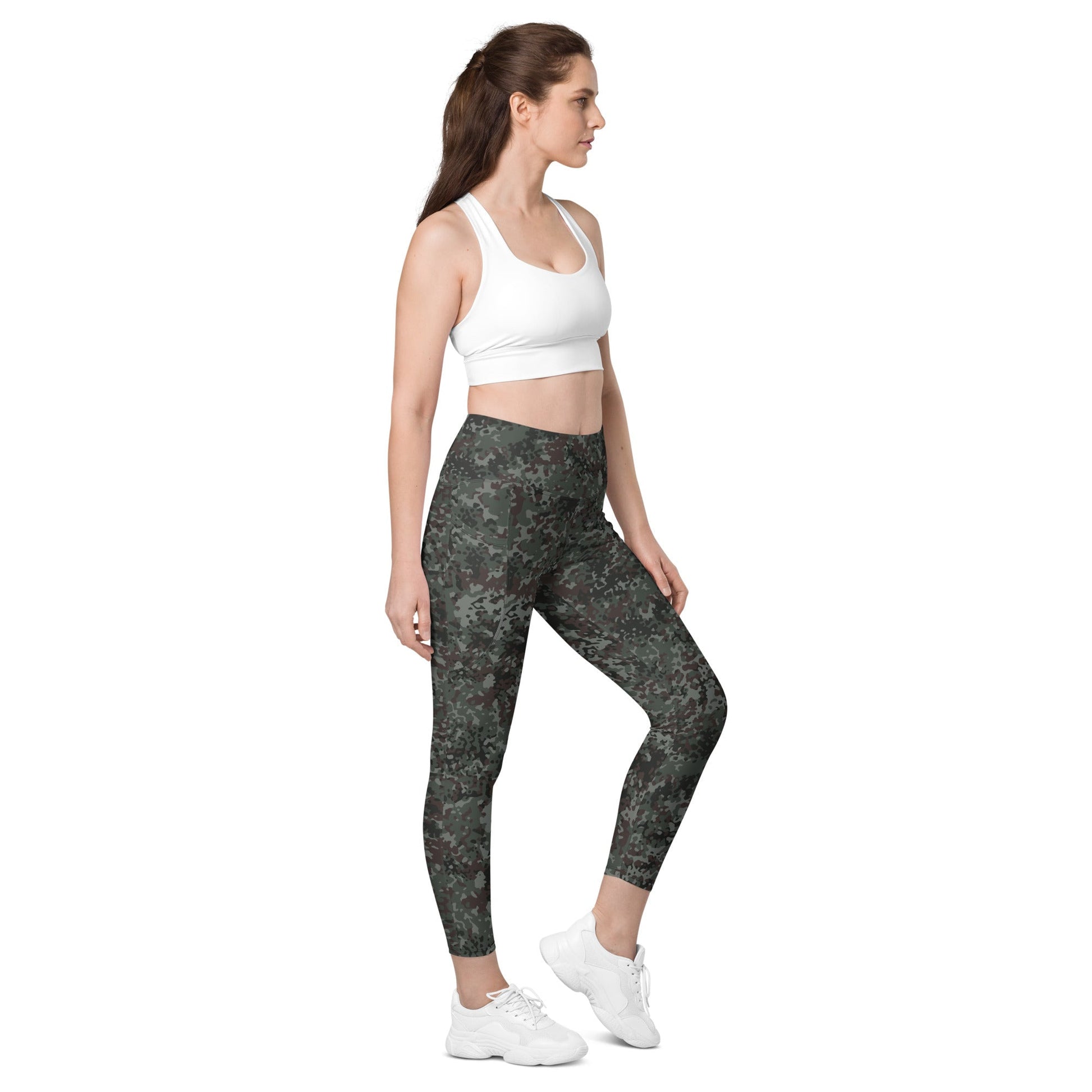 German Flecktarn Night Ops CAMO Womens Leggings with Pockets - 2XS