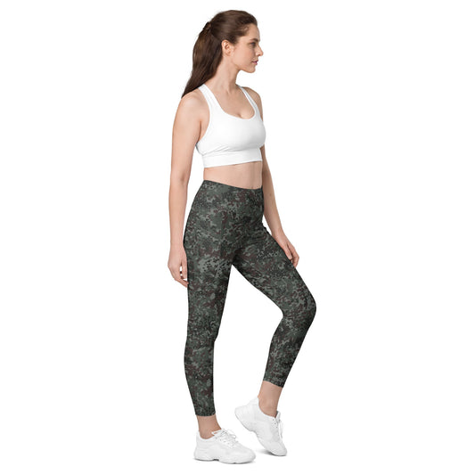 German Flecktarn Night Ops CAMO Womens Leggings with Pockets - 2XS