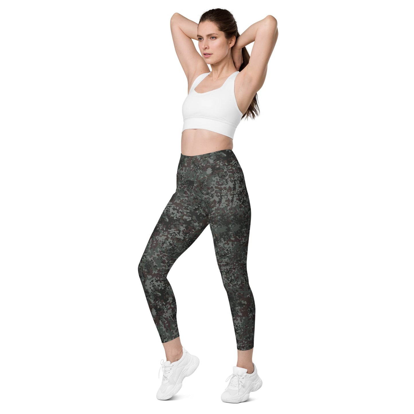 German Flecktarn Night Ops CAMO Womens Leggings with Pockets