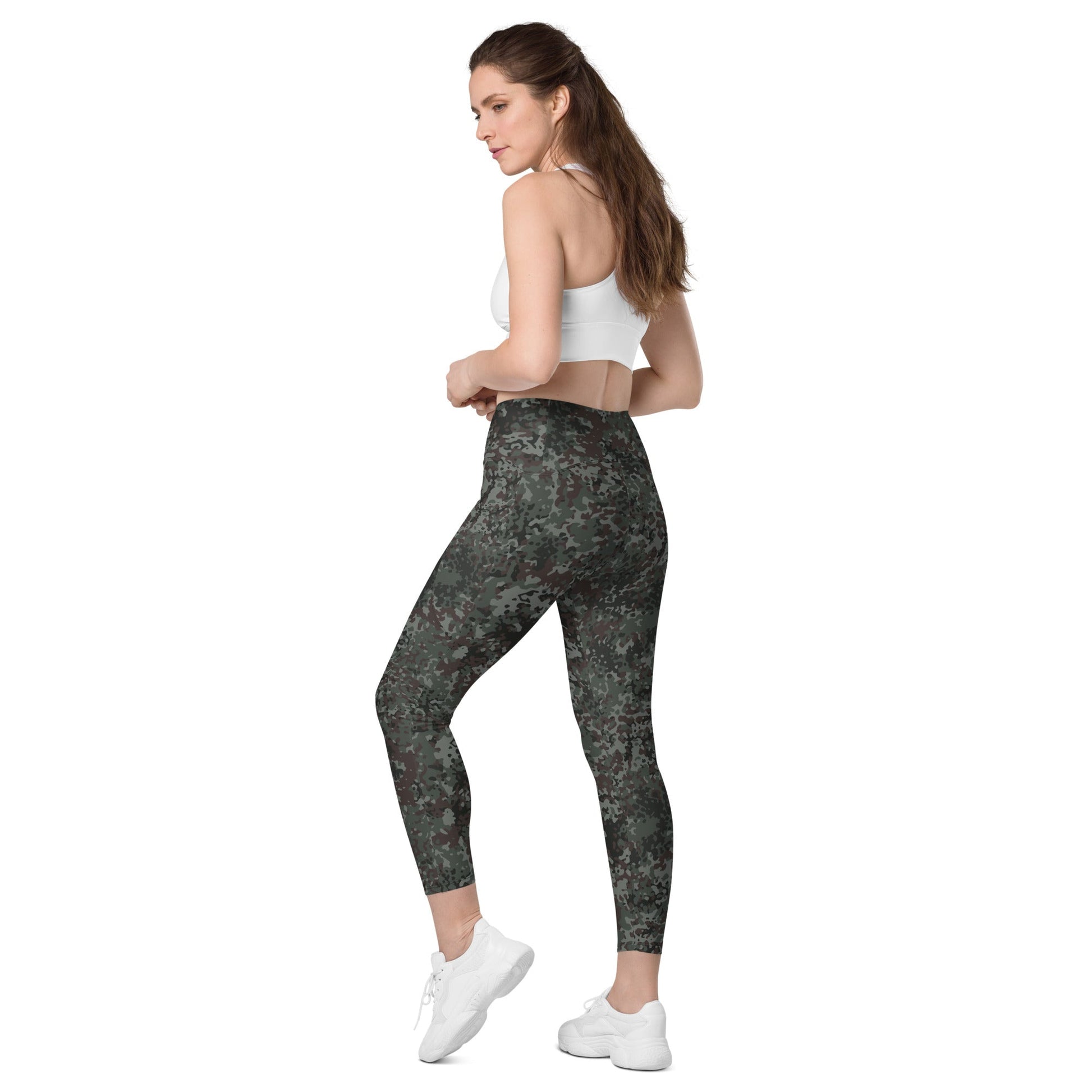 German Flecktarn Night Ops CAMO Womens Leggings with Pockets