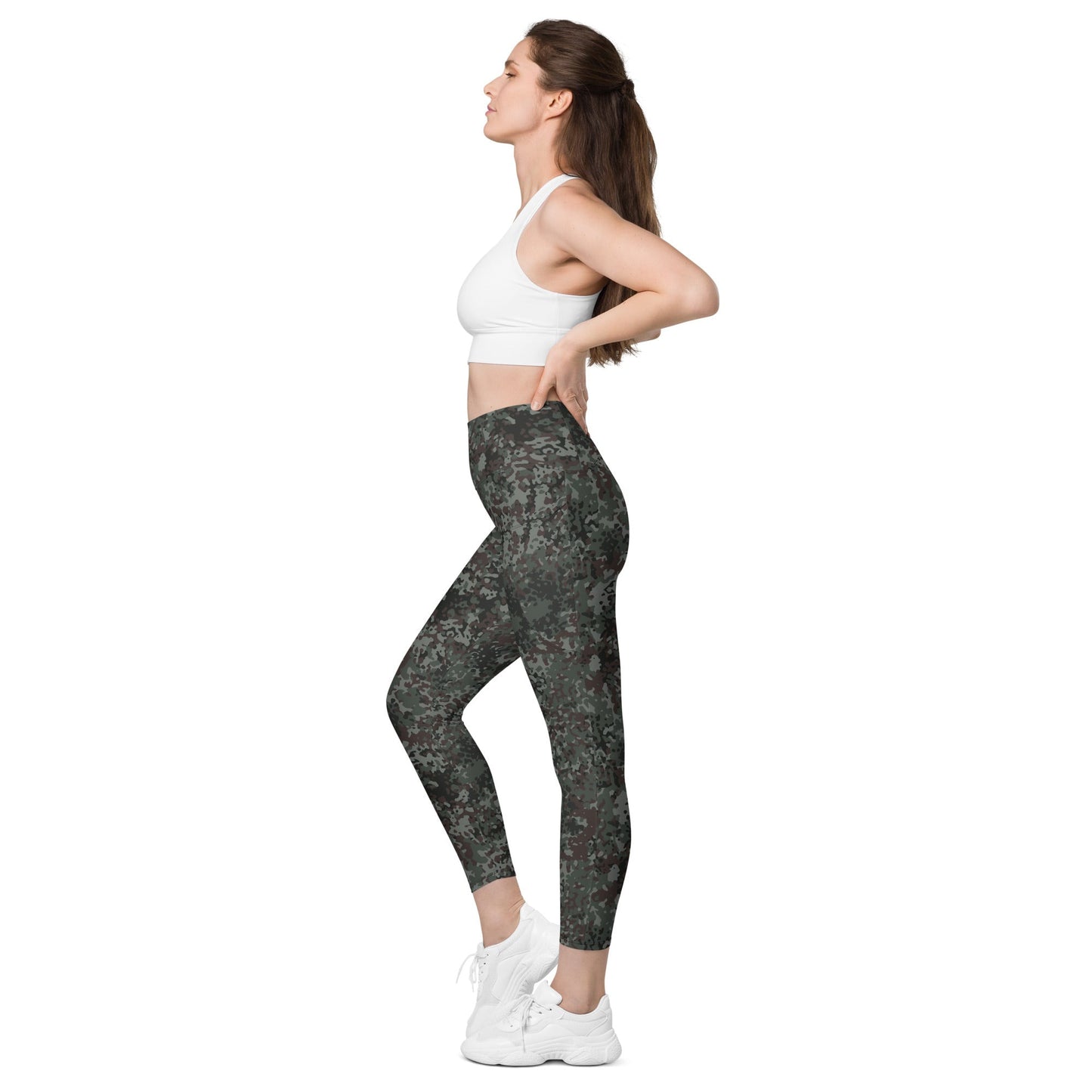 German Flecktarn Night Ops CAMO Womens Leggings with Pockets