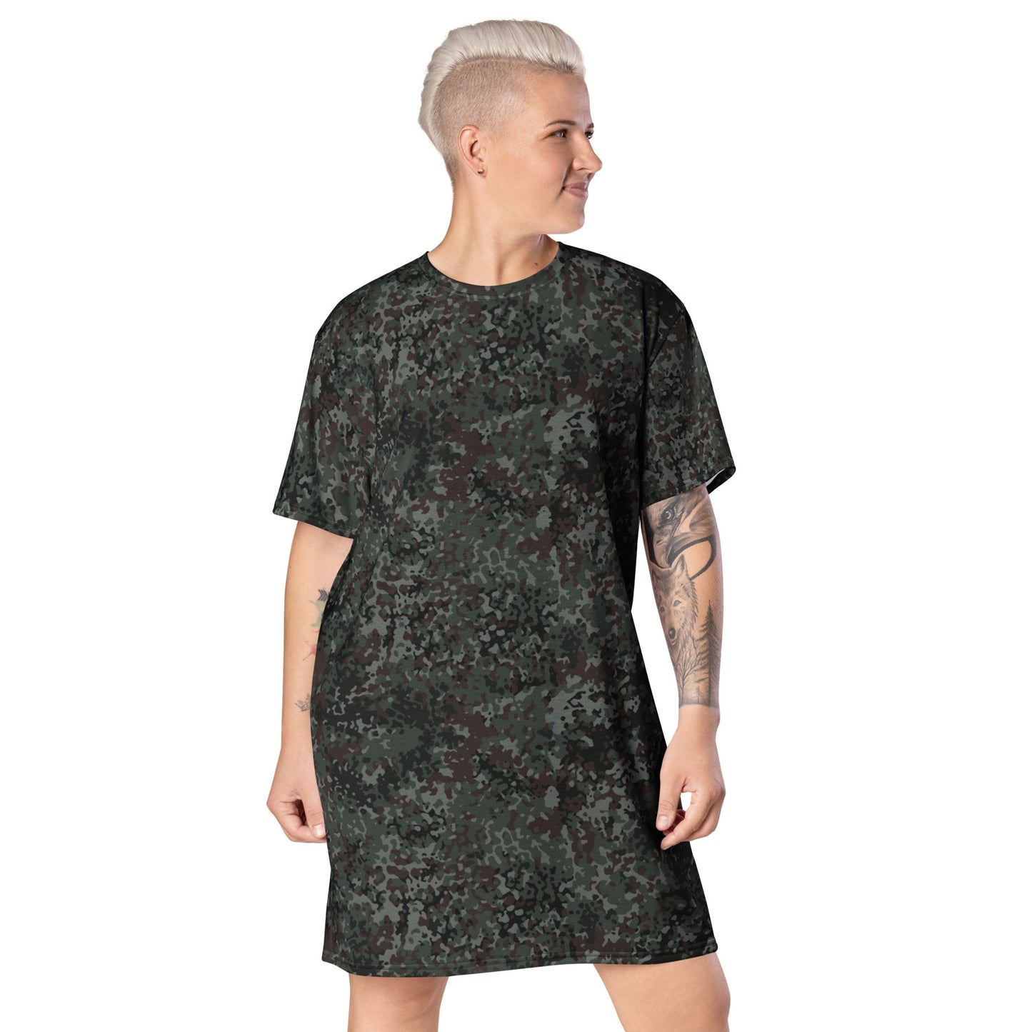 German Flecktarn Night Ops CAMO Womens T-Shirt Dress