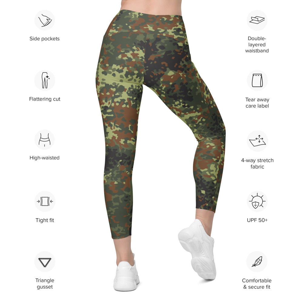 German Flecktarn Post 2005 CAMO Leggings with pockets - Womens With Pockets