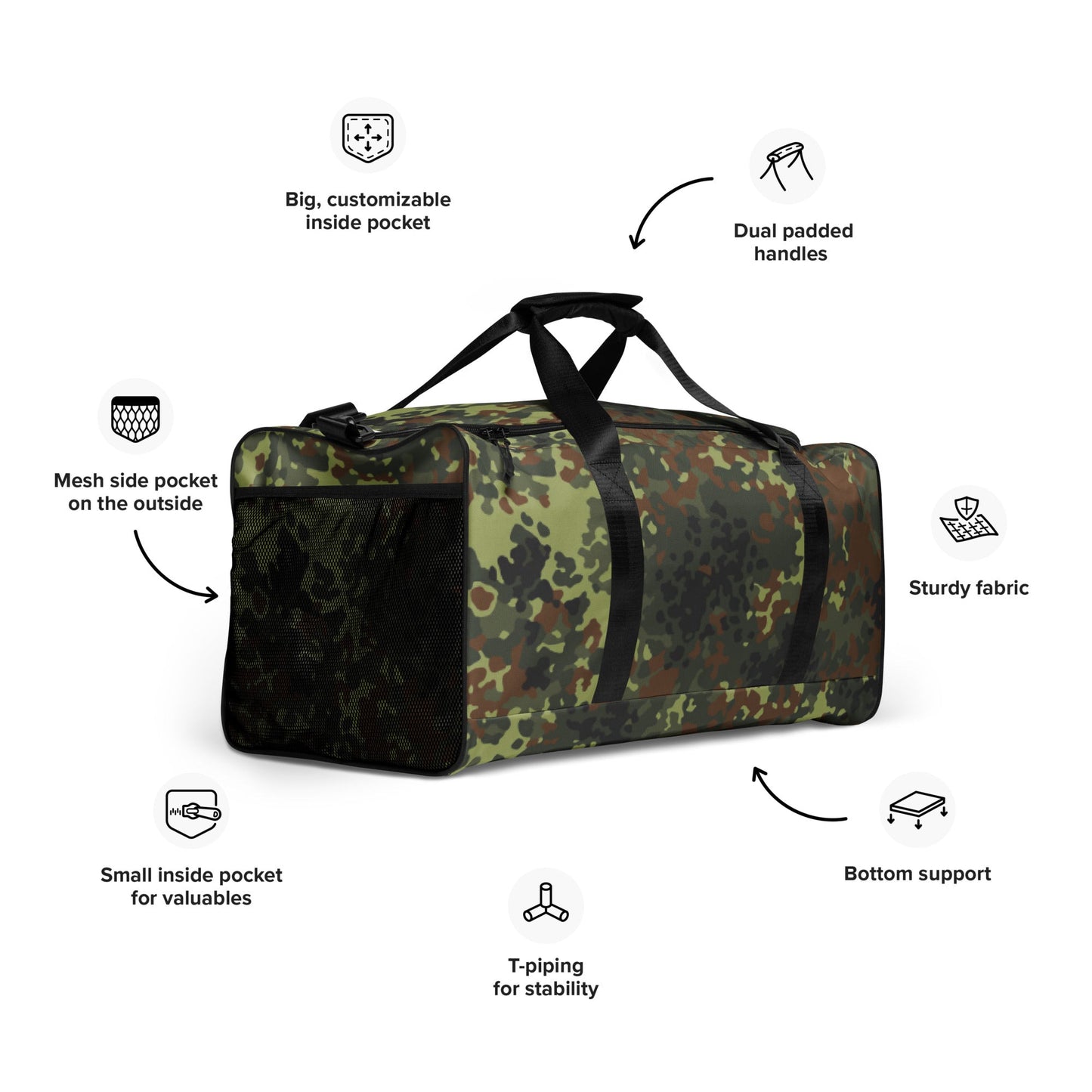 German Flecktarn Spring CAMO Duffle bag - Bags