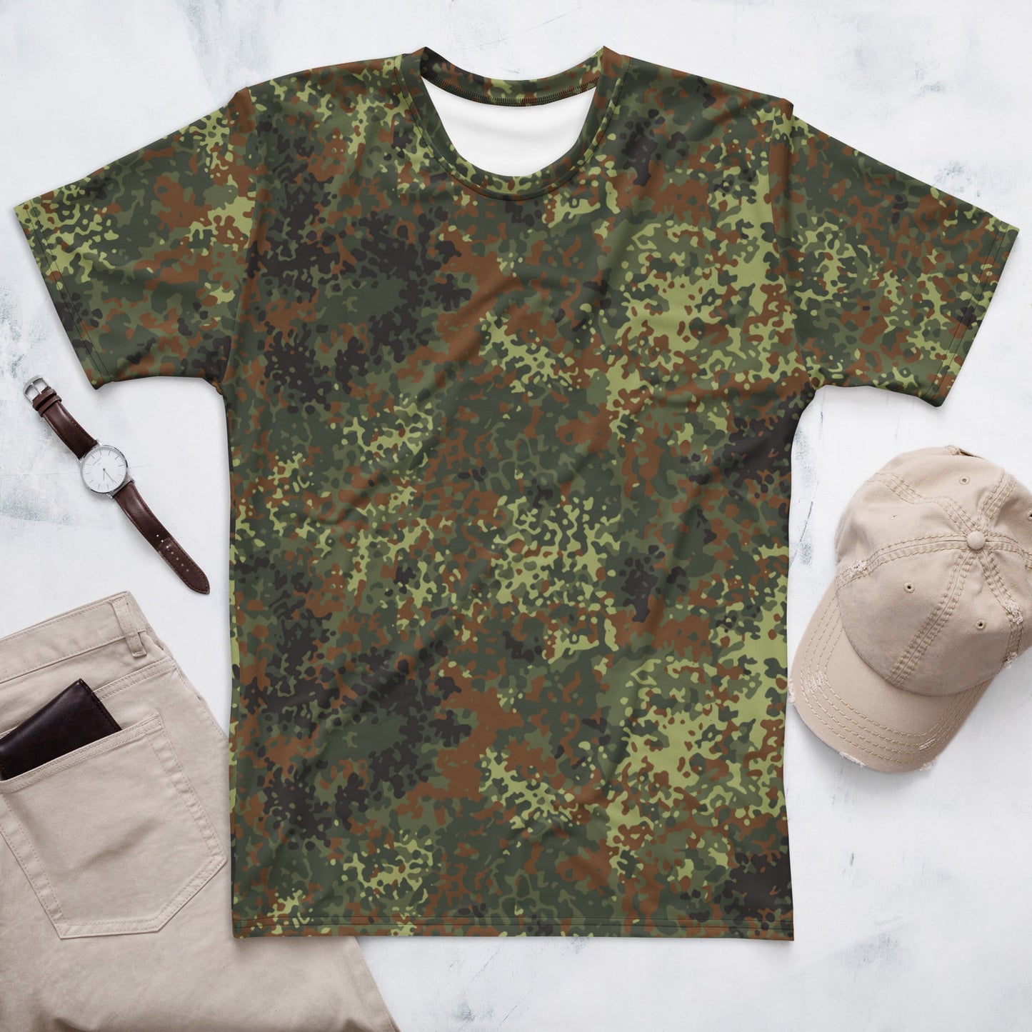 German Flecktarn Spring CAMO Mens T-Shirt - XS