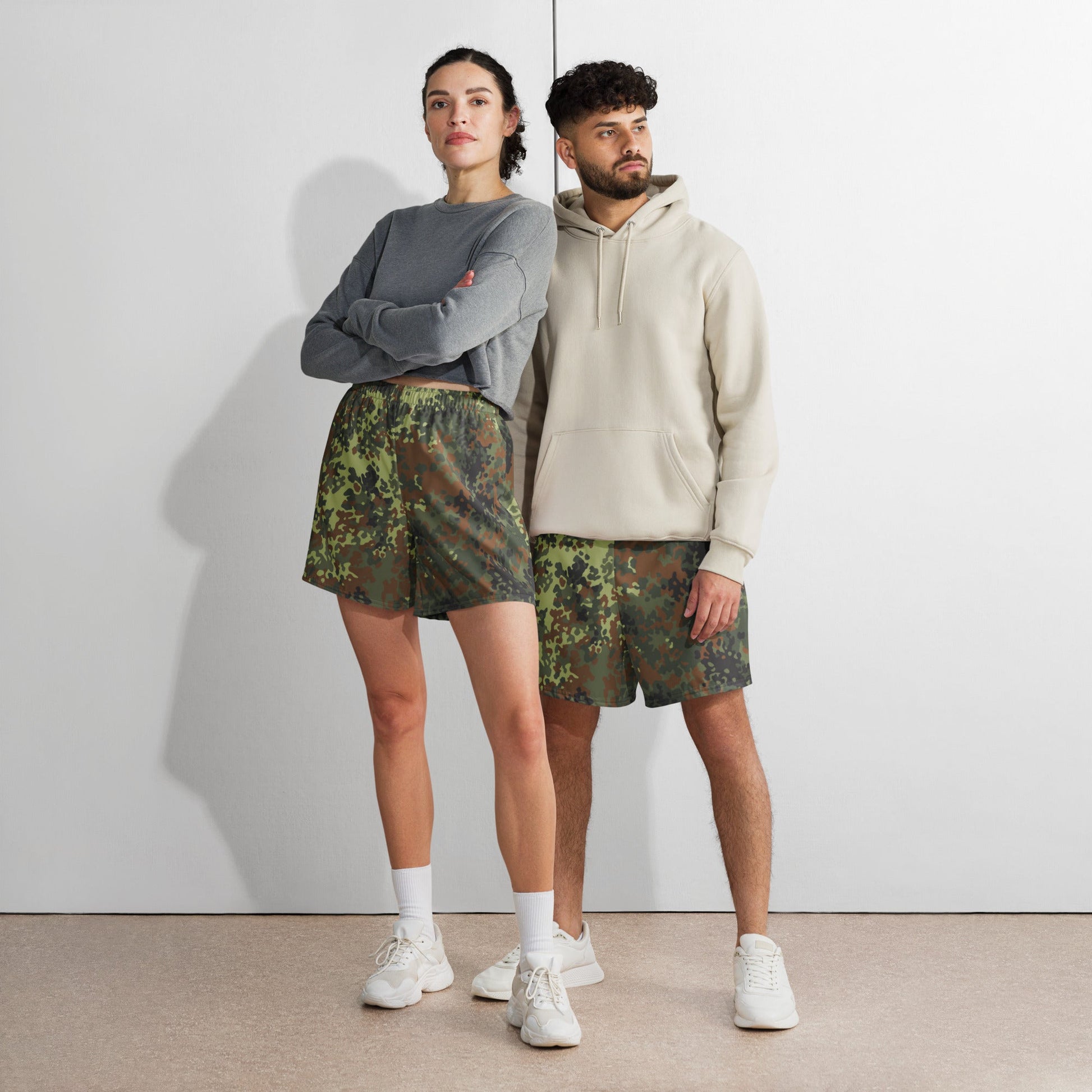 German Flecktarn Spring CAMO Unisex Athletic Long Shorts