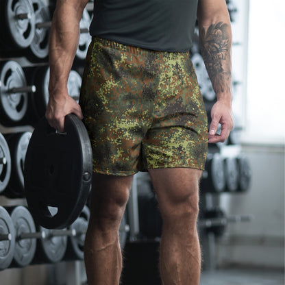 German Flecktarn Spring CAMO Unisex Athletic Long Shorts - XS