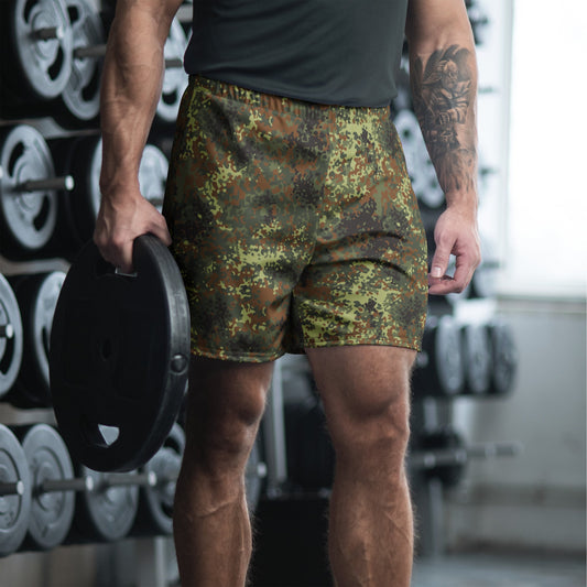 German Flecktarn Spring CAMO Unisex Athletic Long Shorts - XS