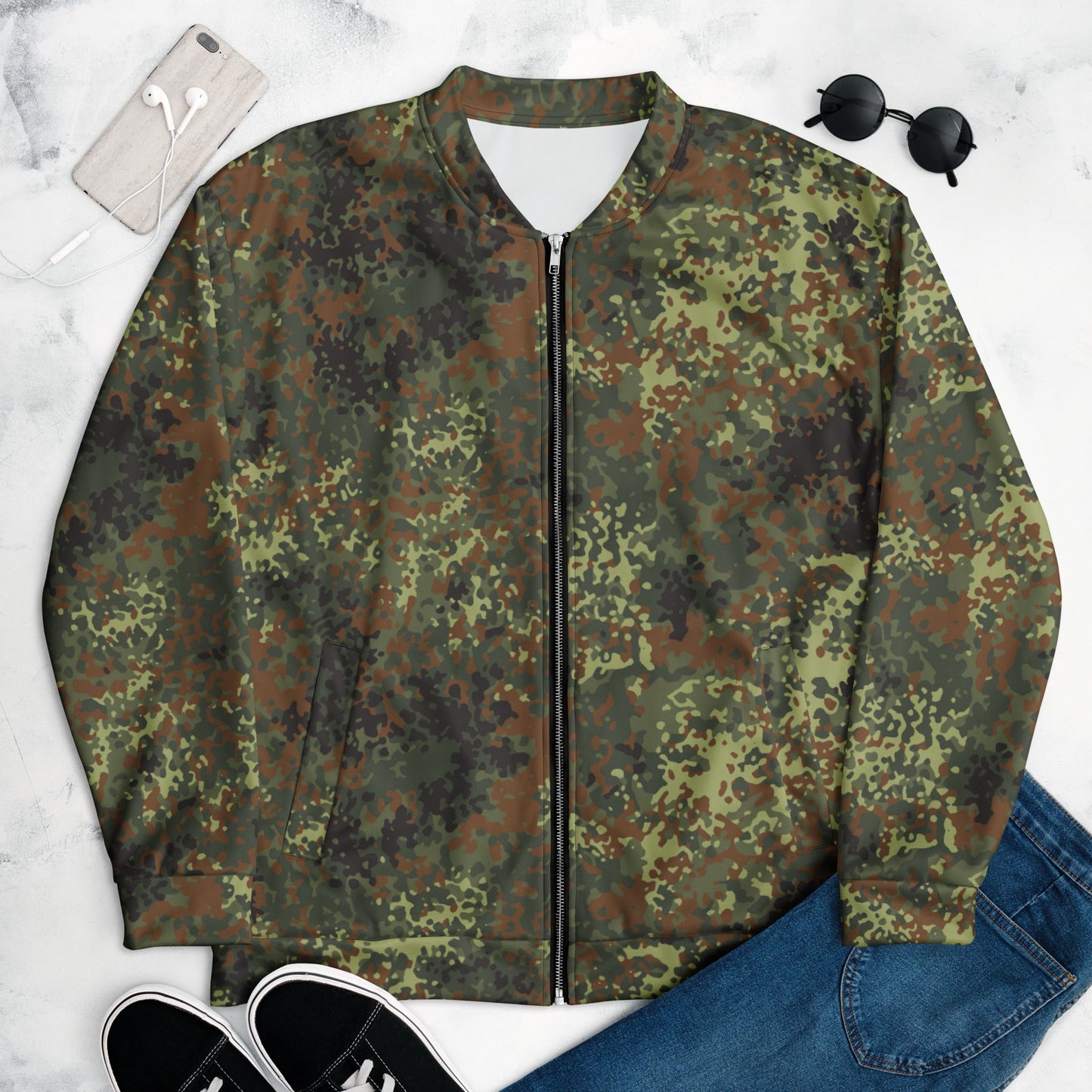 German Flecktarn Spring CAMO Unisex Bomber Jacket