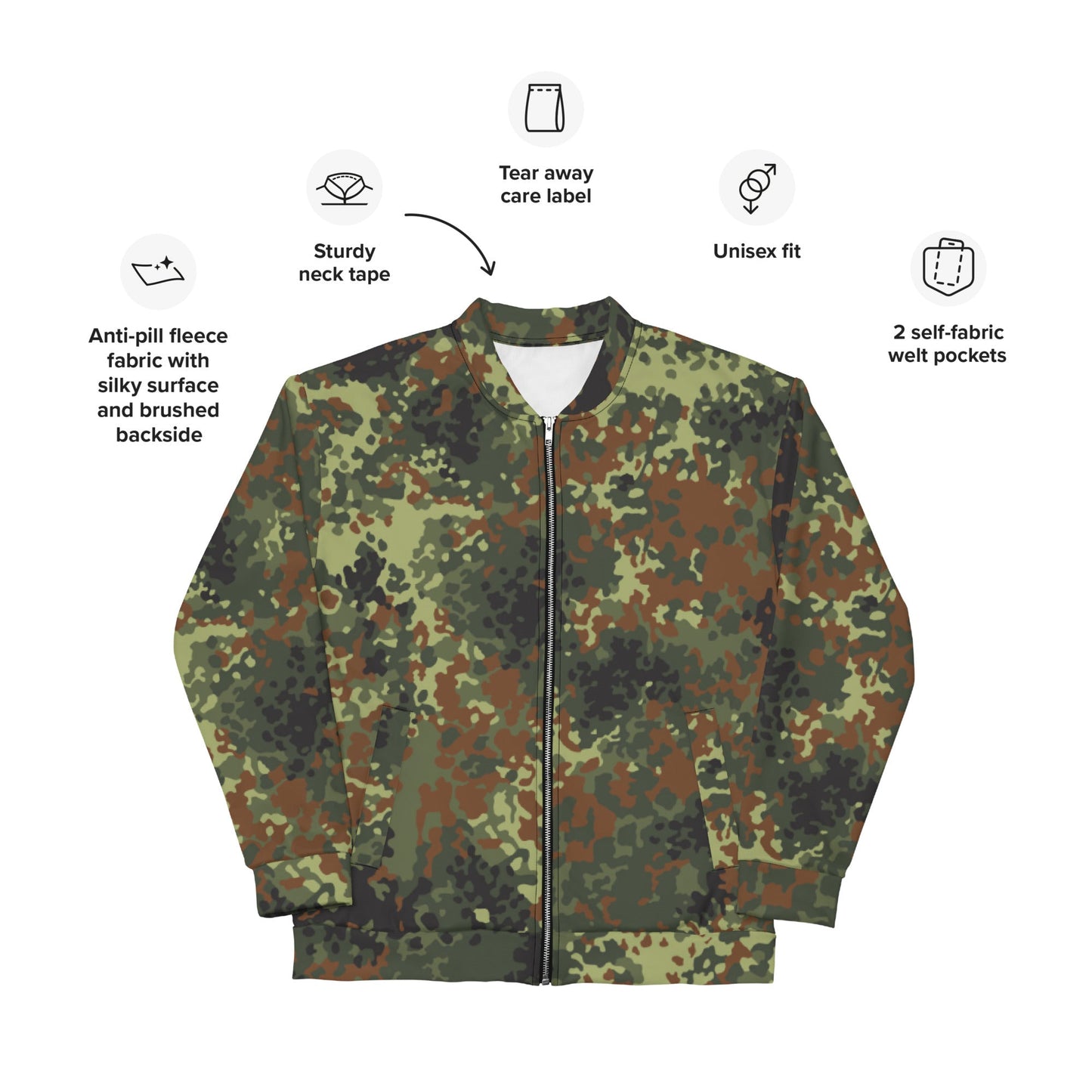 German Flecktarn Spring CAMO Unisex Bomber Jacket - Jackets