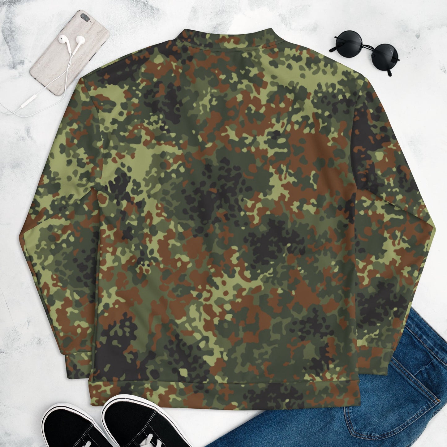 German Flecktarn Spring CAMO Unisex Bomber Jacket - Jackets