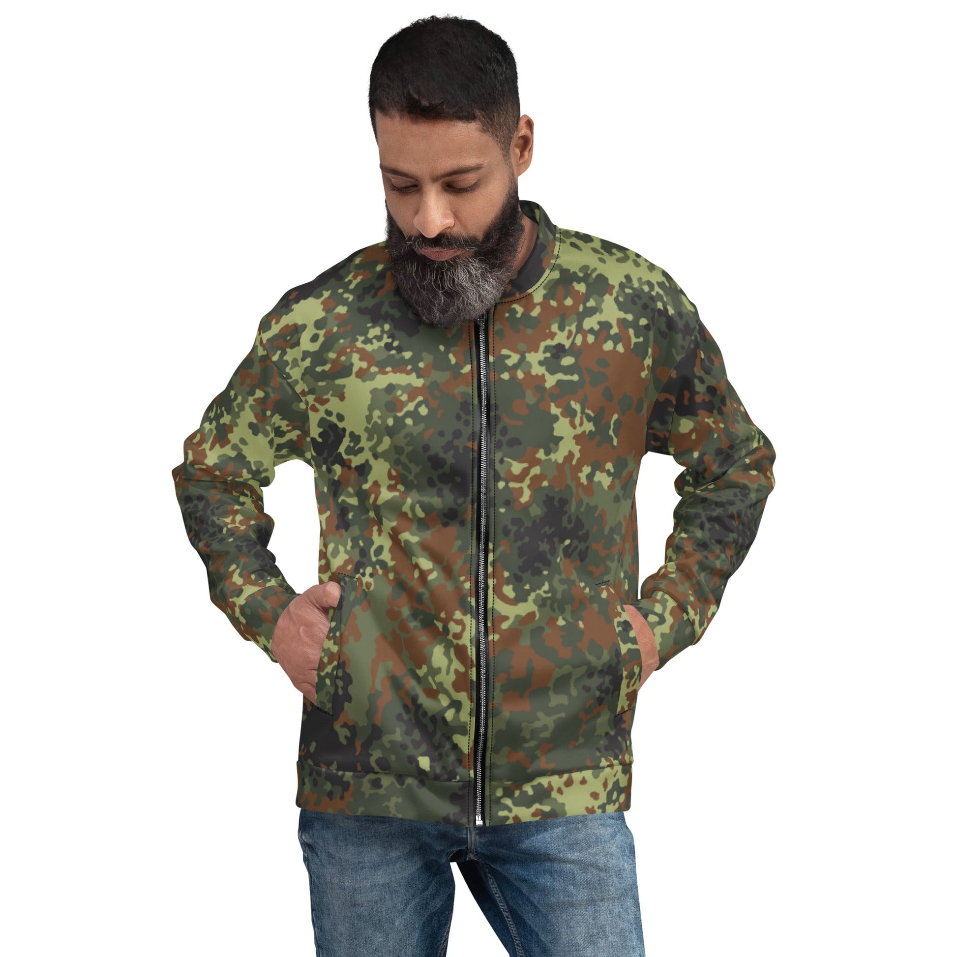 German Flecktarn Spring CAMO Unisex Bomber Jacket - Jackets