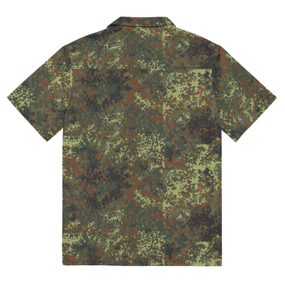 German Flecktarn Spring CAMO Unisex Short-Sleeve Button Shirt