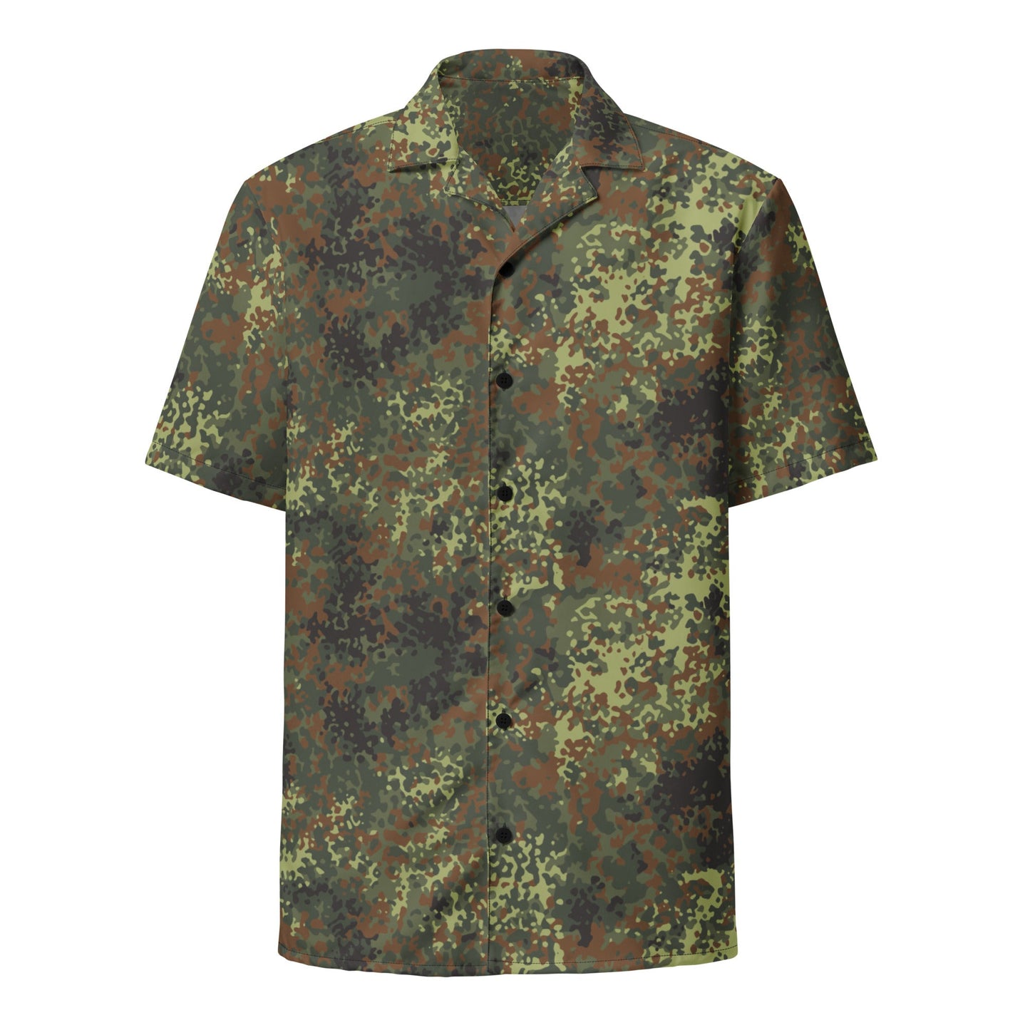 German Flecktarn Spring CAMO Unisex Short-Sleeve Button Shirt
