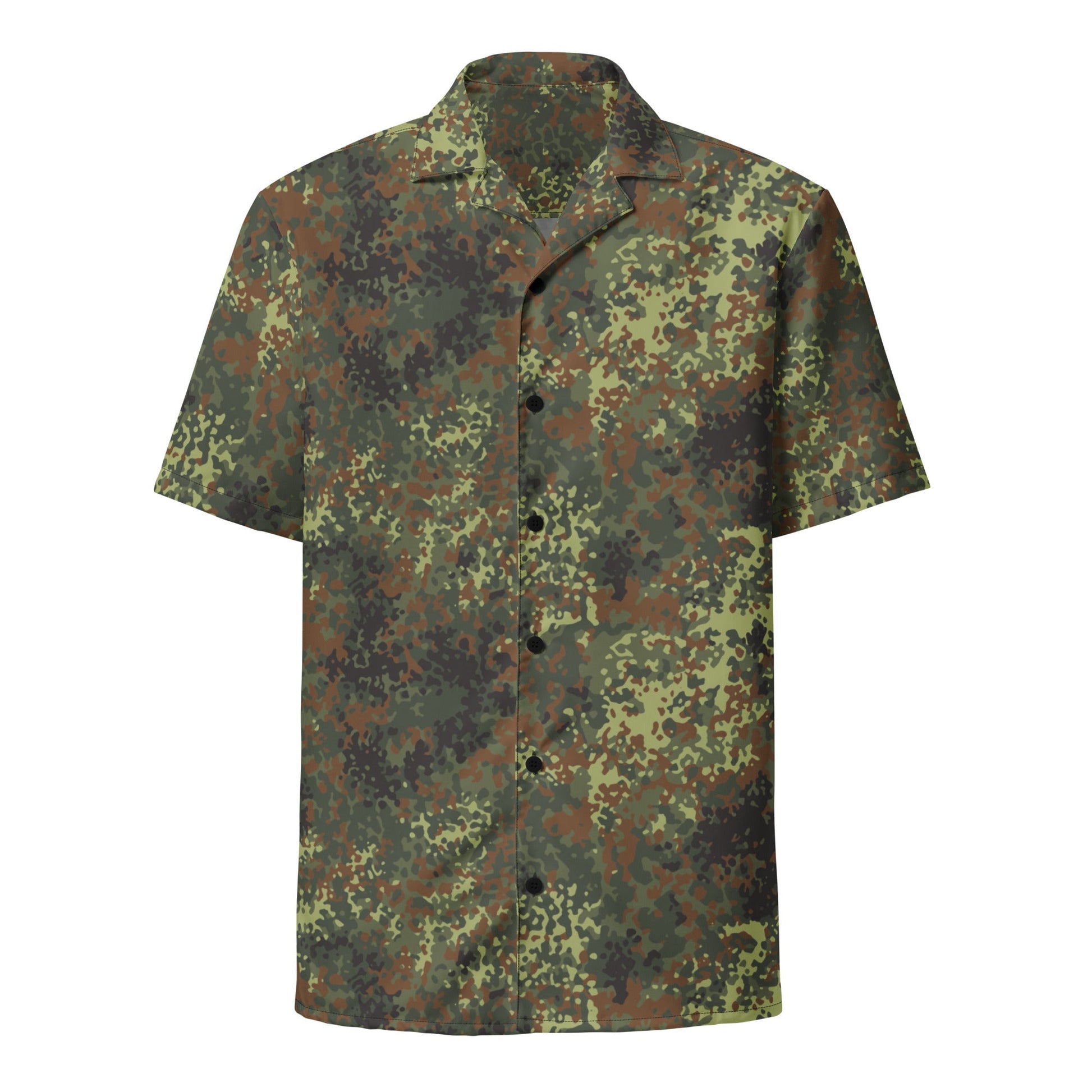 German Flecktarn Spring CAMO Unisex Short-Sleeve Button Shirt