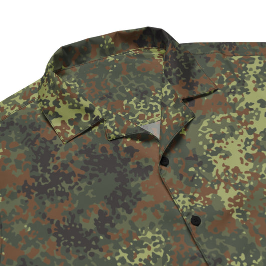 German Flecktarn Spring CAMO Unisex Short-Sleeve Button Shirt