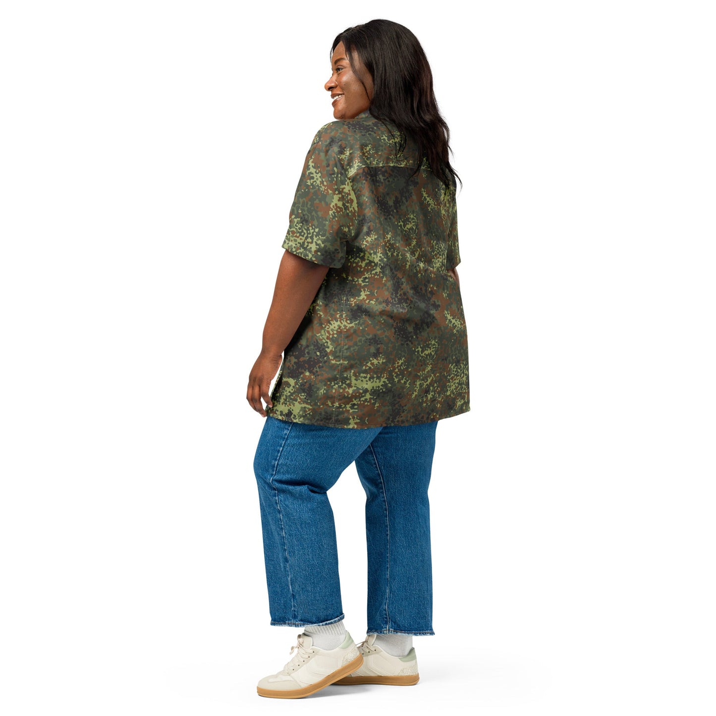 German Flecktarn Spring CAMO Unisex Short-Sleeve Button Shirt