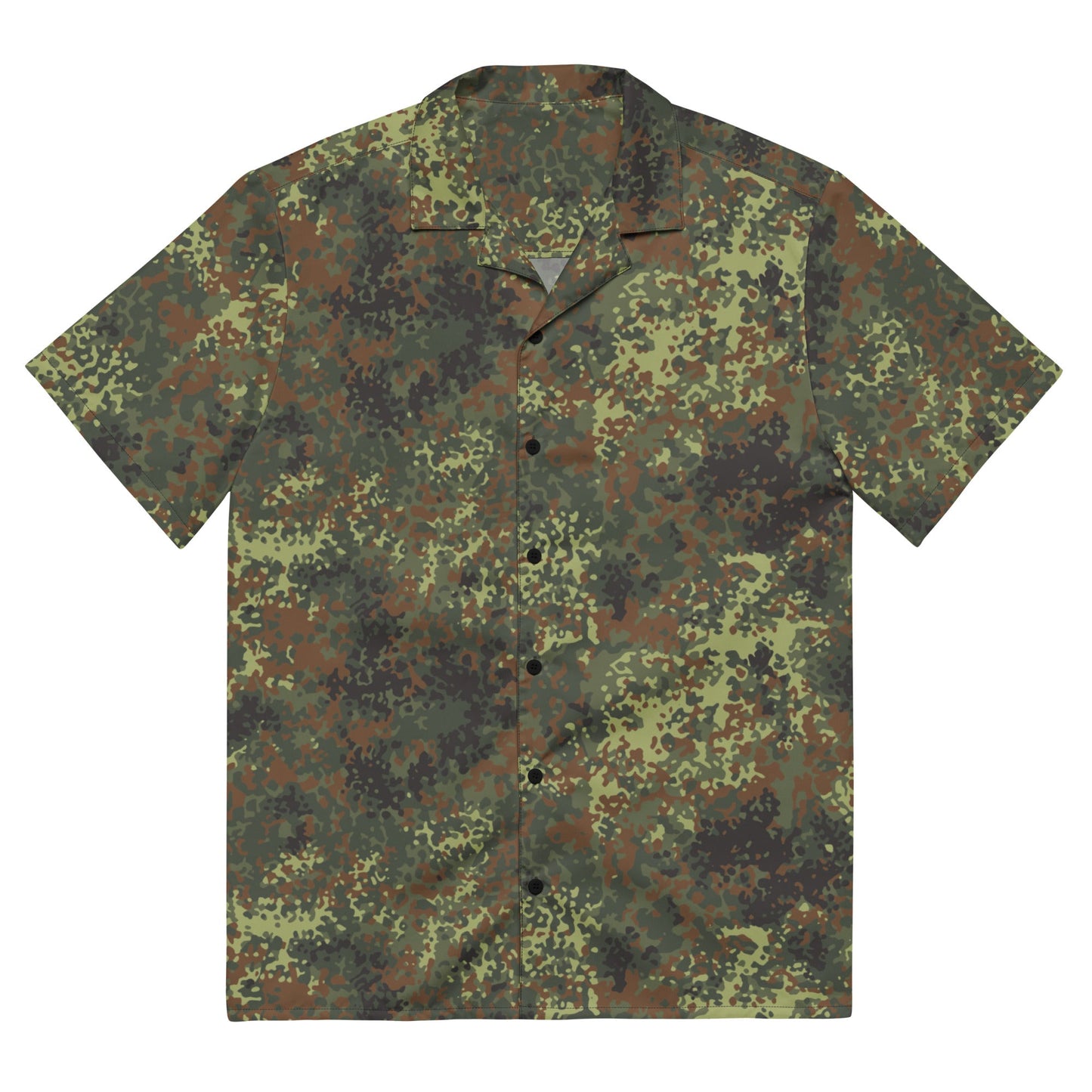 German Flecktarn Spring CAMO Unisex Short-Sleeve Button Shirt