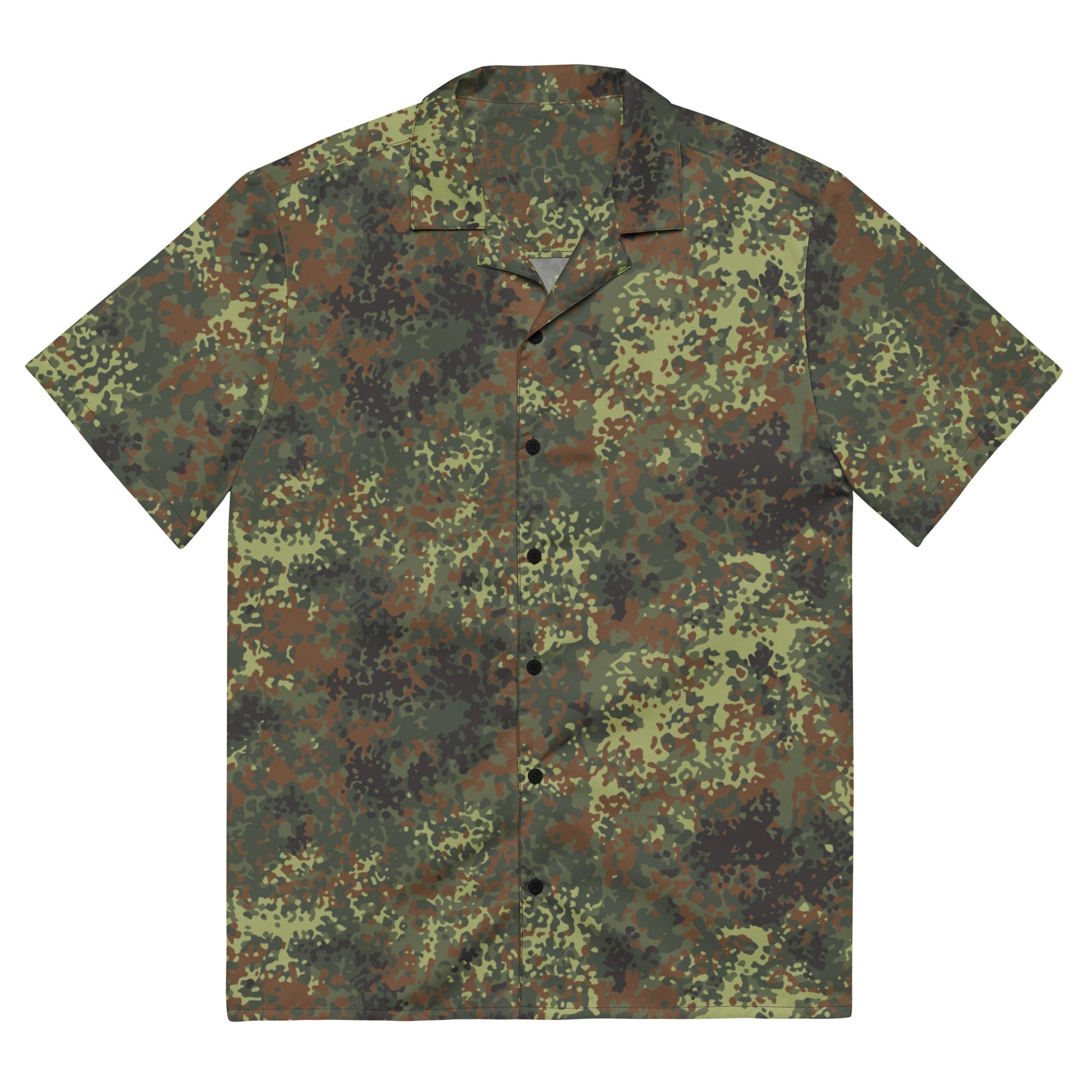 German Flecktarn Spring CAMO Unisex Short-Sleeve Button Shirt