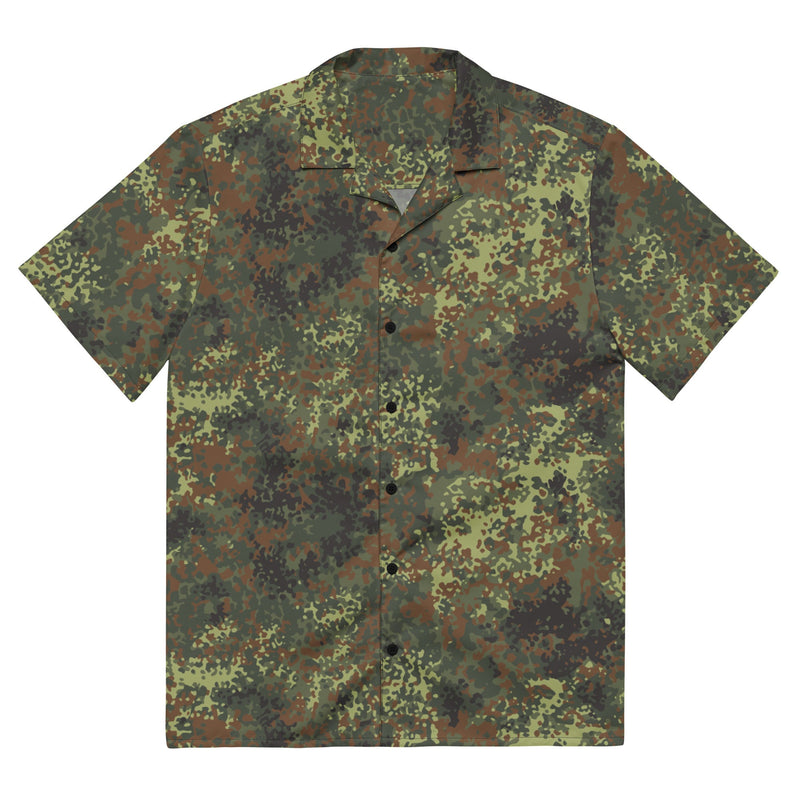 Flecktarn Bundeswehr Spring Woodland CAMO Unisex Short-Sleeve Button Shirt - Button-Up