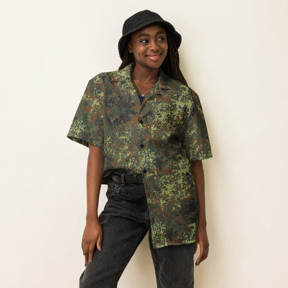 German Flecktarn Spring CAMO Unisex Short-Sleeve Button Shirt
