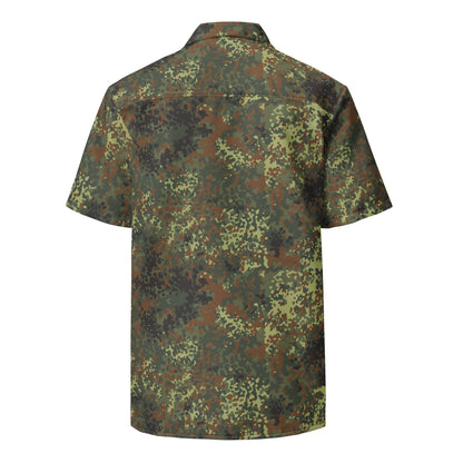 German Flecktarn Spring CAMO Unisex Short-Sleeve Button Shirt